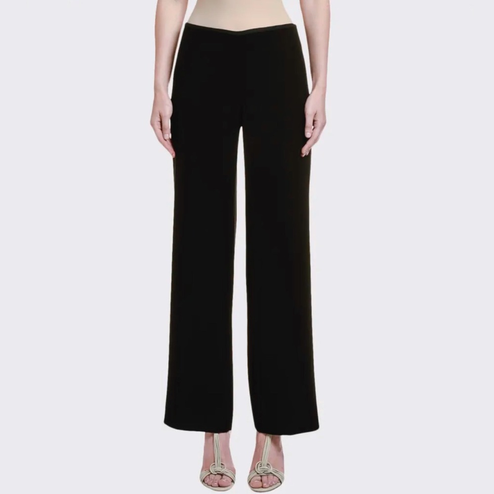 GIORGIO ARMANI COLLEZIONI solid all black wide leg silk dress pants